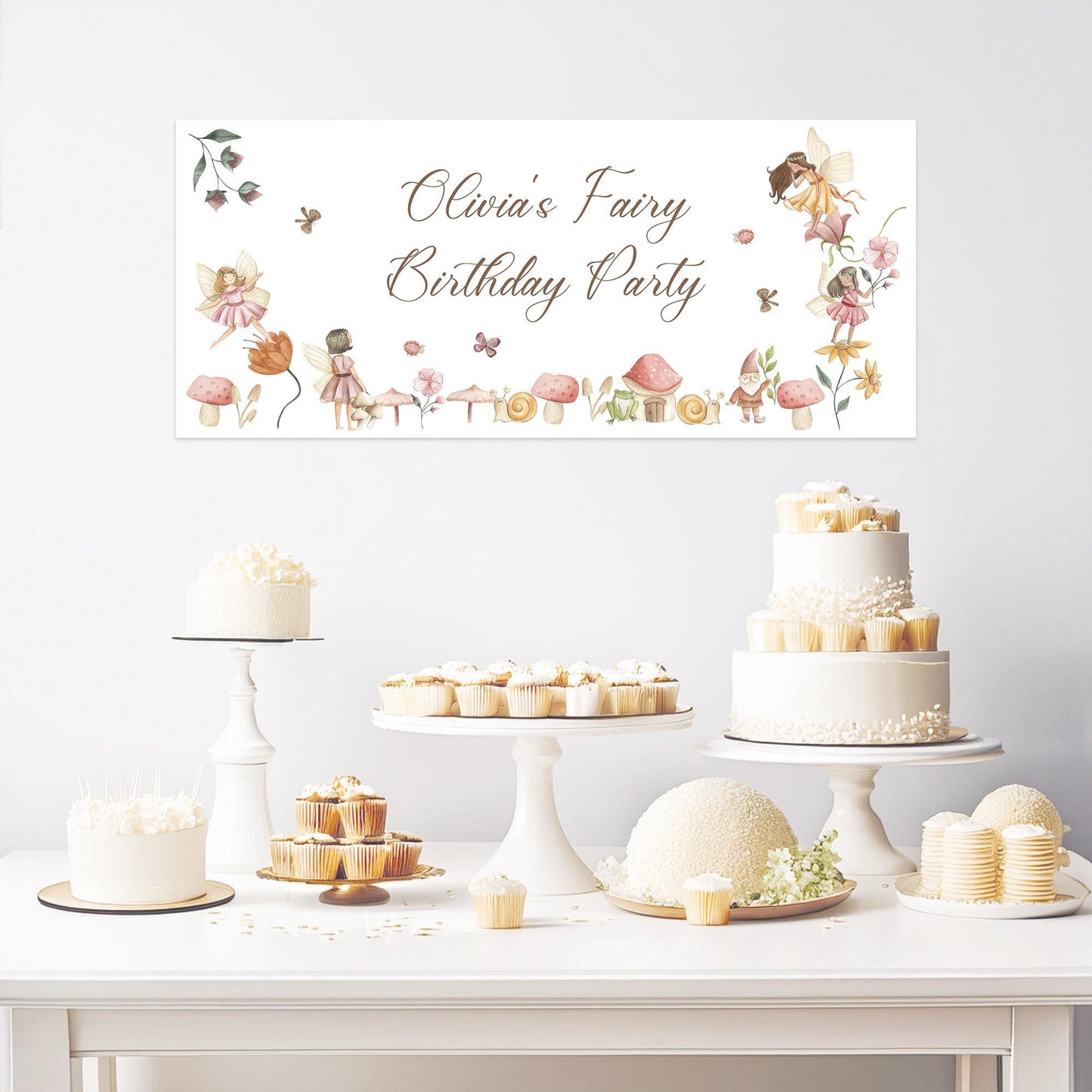 Personalised Fairy Birthday Banner – Satin Paper Wall Decor for Magical Party Themes