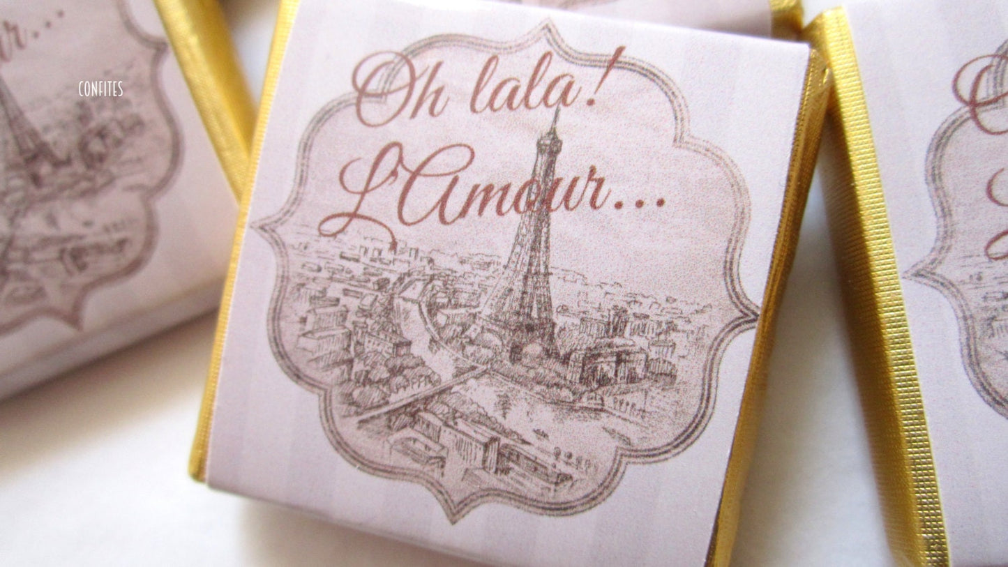 Personalized Old Paris Chocolate Favours β Travel-Themed Party Favors for Guests (Pack of 25)