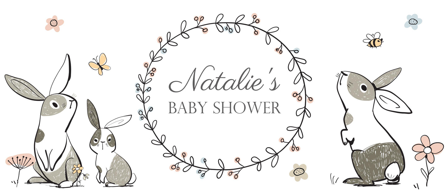 Custom Bunny Baby Shower Banner – Adorable Rabbit Theme Party Decoration