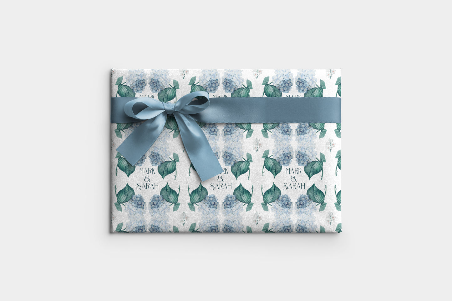Personalised Wedding Wrapping Paper Blue Hydrangea