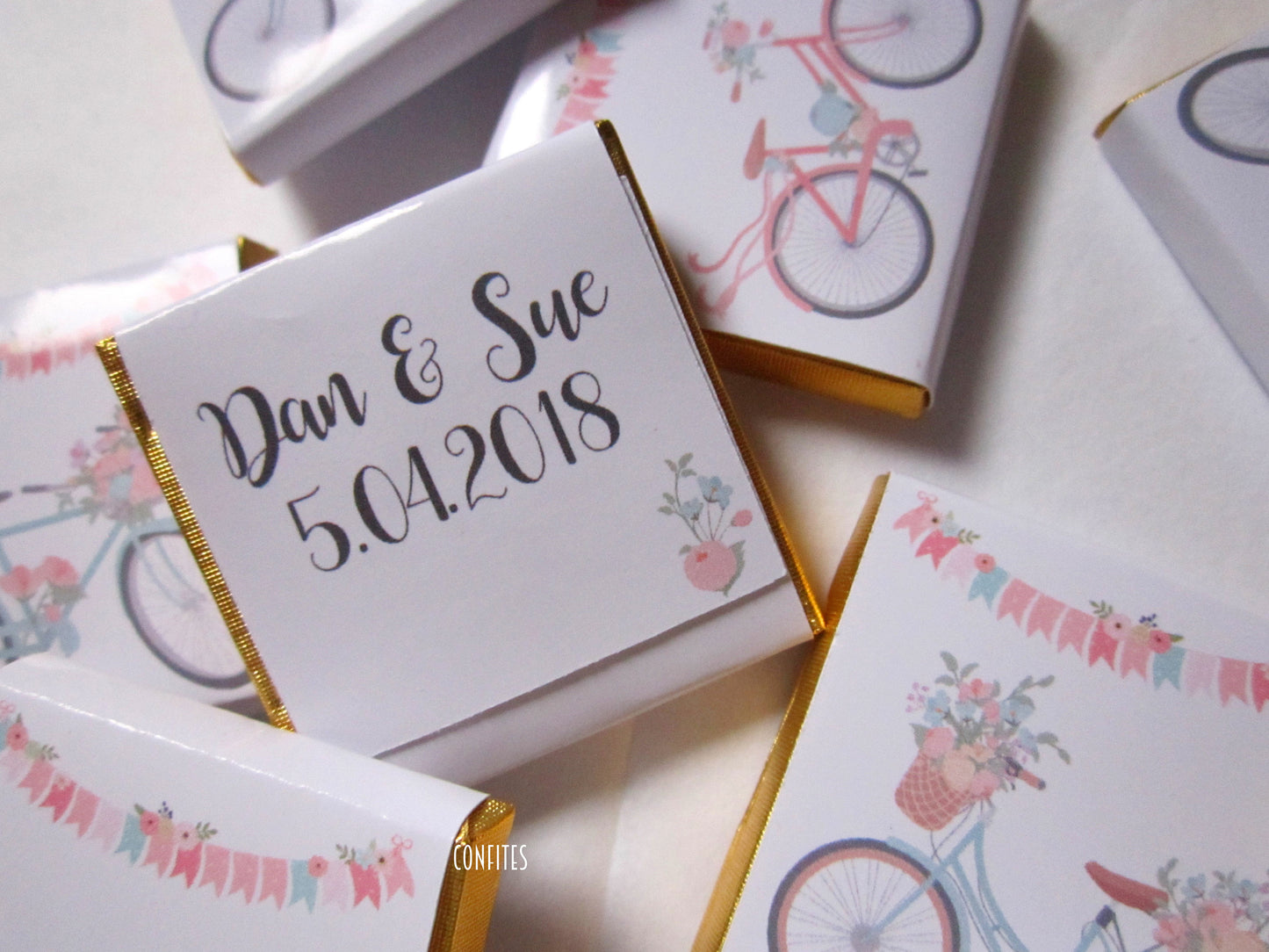 Personalized Spring Bicycle Chocolate Favours – Custom Chocolate Gifts (Pack of 25)