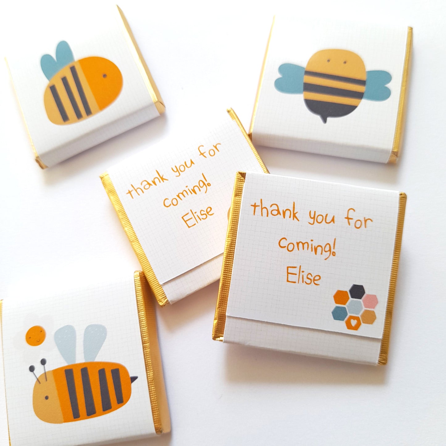 Bee-Themed Personalised Chocolate Favours – Custom Party Treats for Birthdays & Baby Showers (pack of 25)