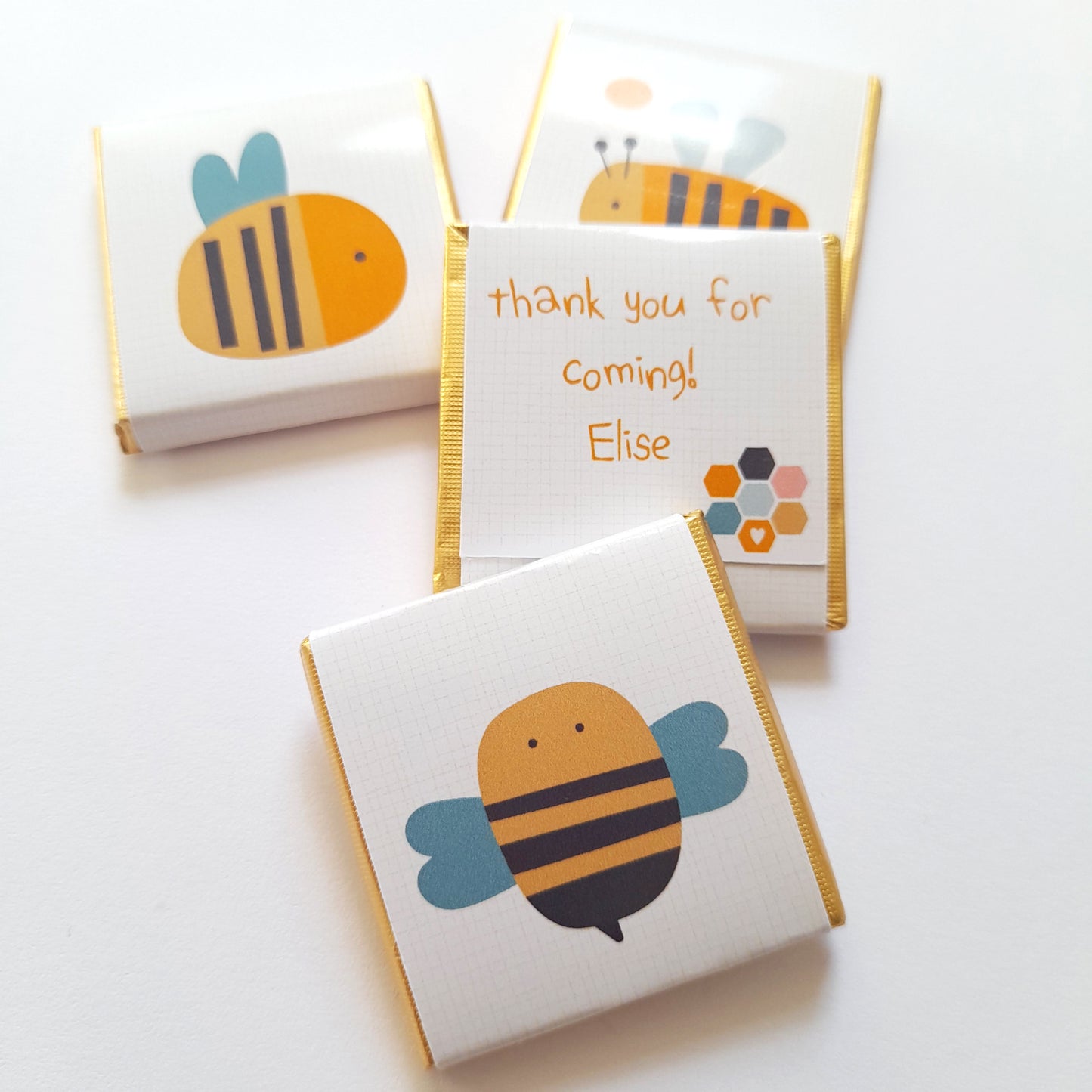 Bee-Themed Personalised Chocolate Favours – Custom Party Treats for Birthdays & Baby Showers (pack of 25)