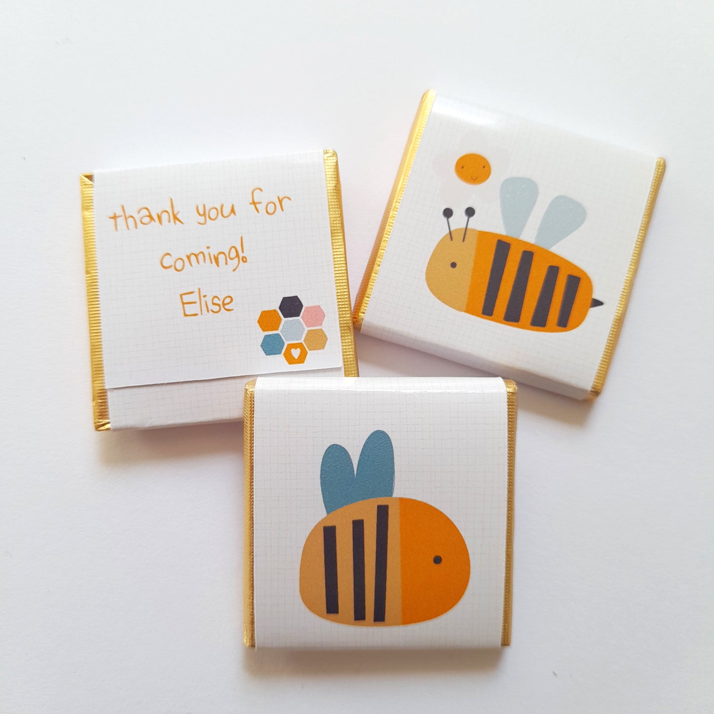 Bee-Themed Personalised Chocolate Favours – Custom Party Treats for Birthdays & Baby Showers (pack of 25)