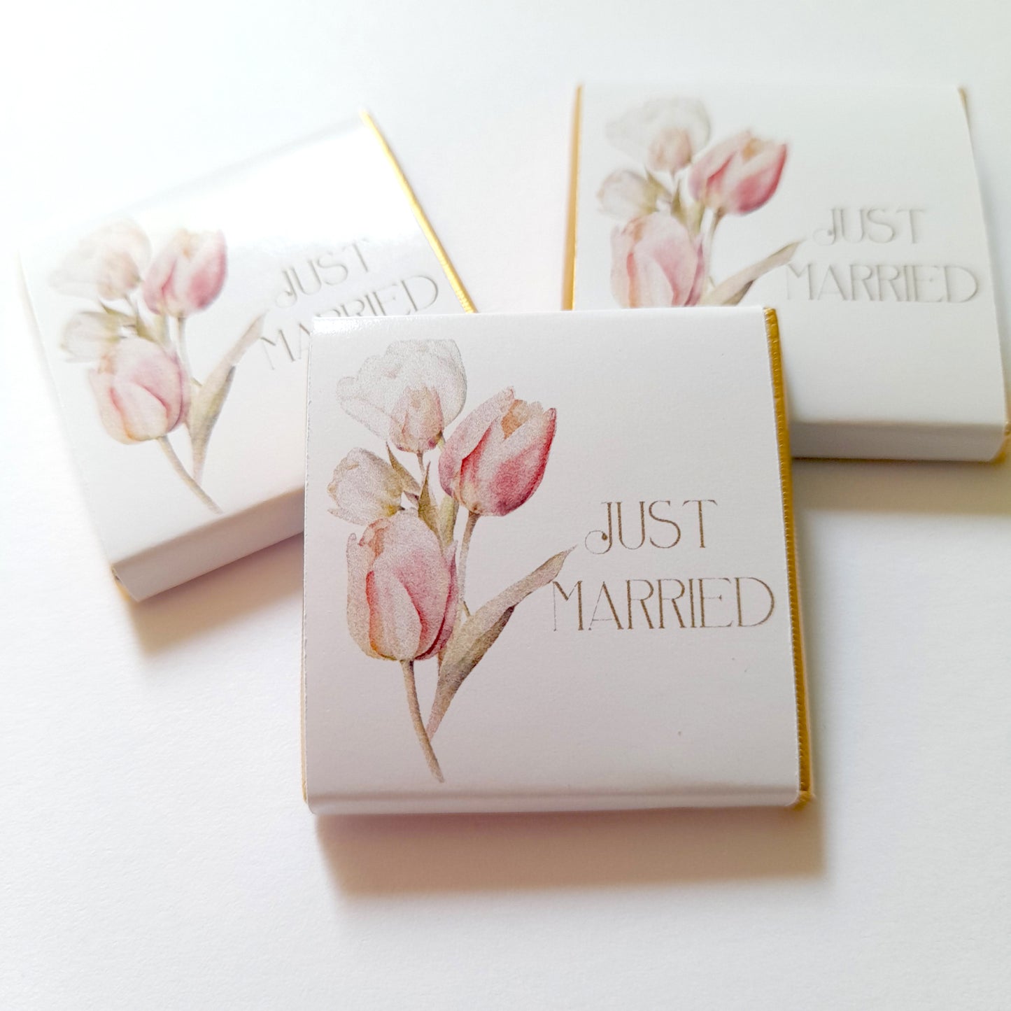 Elegant Wedding Personalised Chocolate Favours – Pastel Tulips Design (Pack of 25)