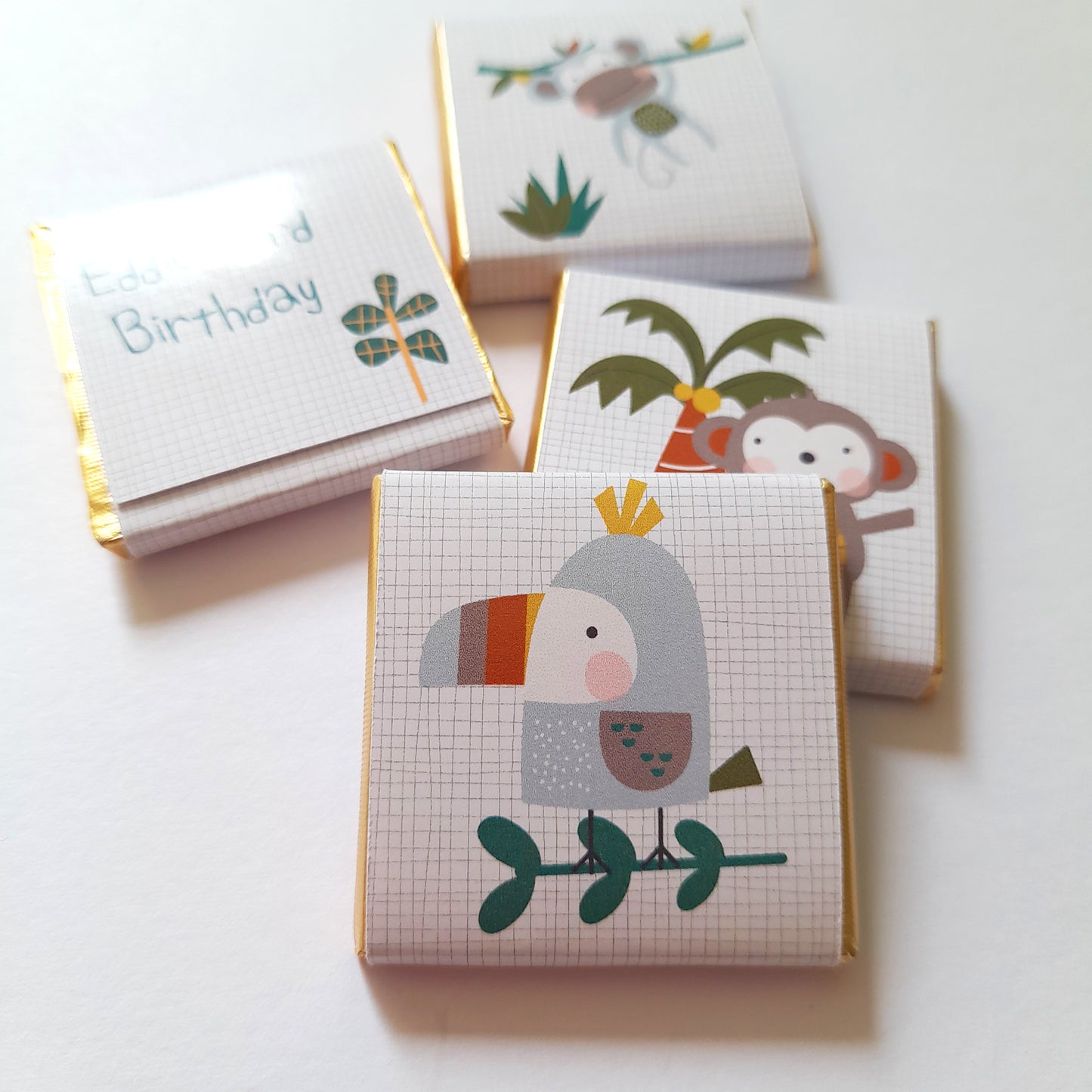 Cute Tropical Jungle Personalised Chocolate Favours – Safari Party Treats (Pack of 25)