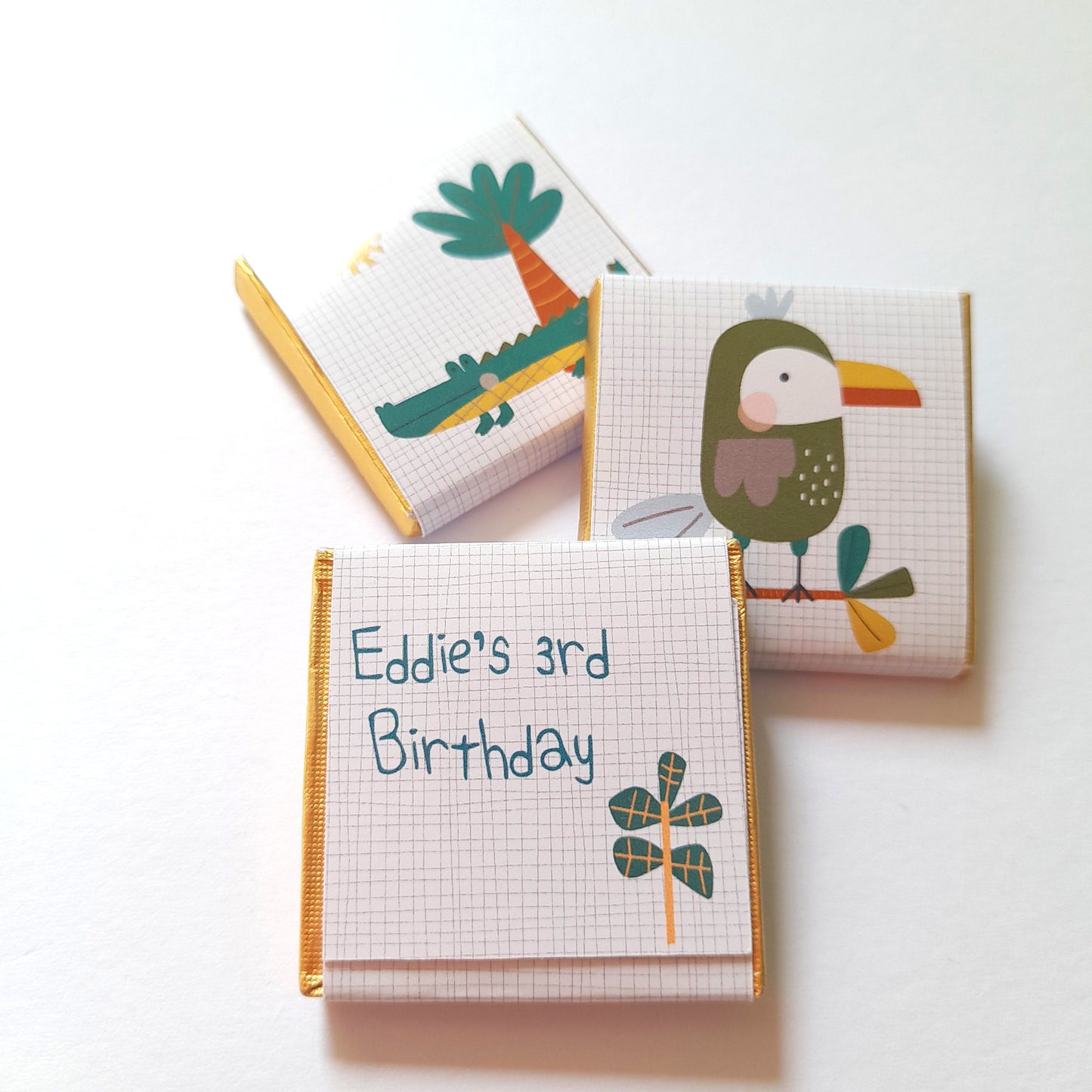 Cute Tropical Jungle Personalised Chocolate Favours – Safari Party Treats (Pack of 25)