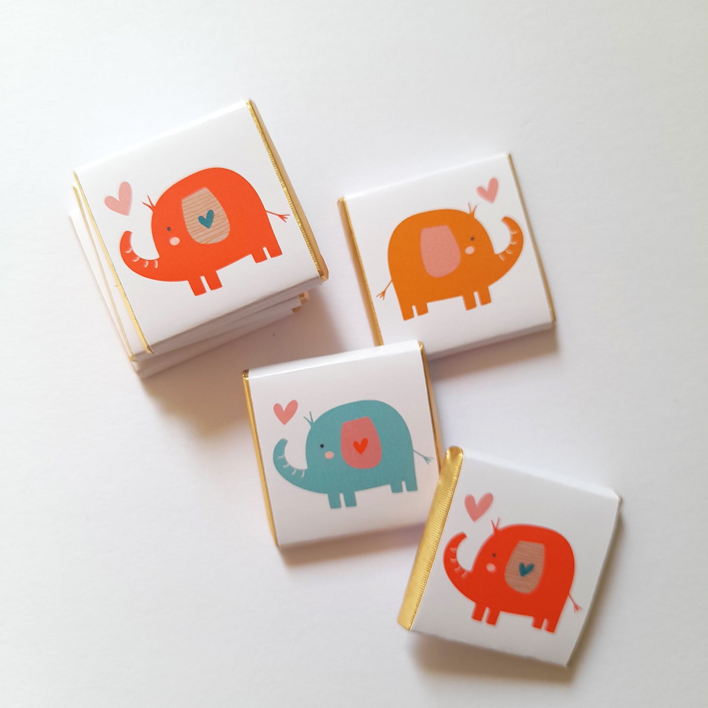 Baby Shower Personalised Chocolate Favours – Bright Elephants Theme (Pack of 25)