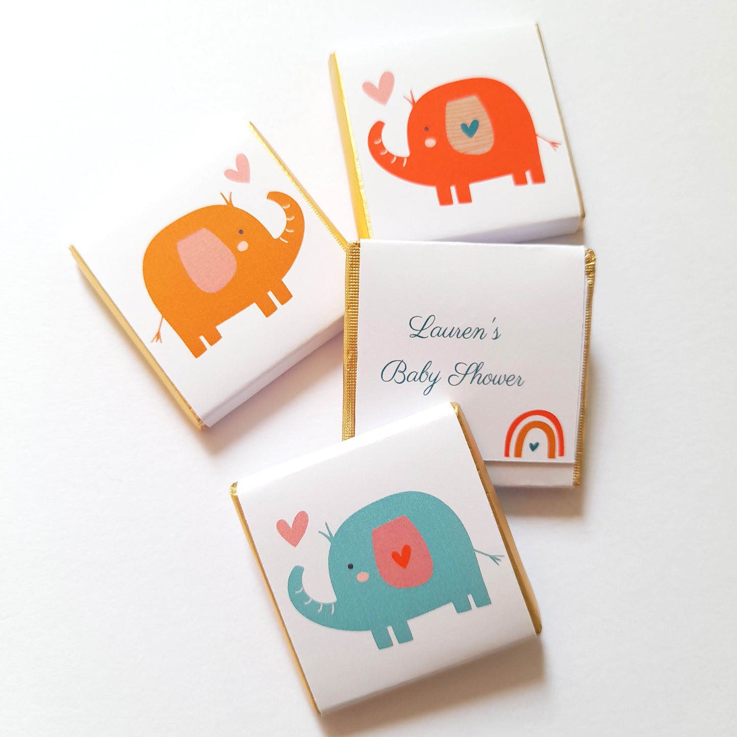 Baby Shower Personalised Chocolate Favours – Bright Elephants Theme (Pack of 25)