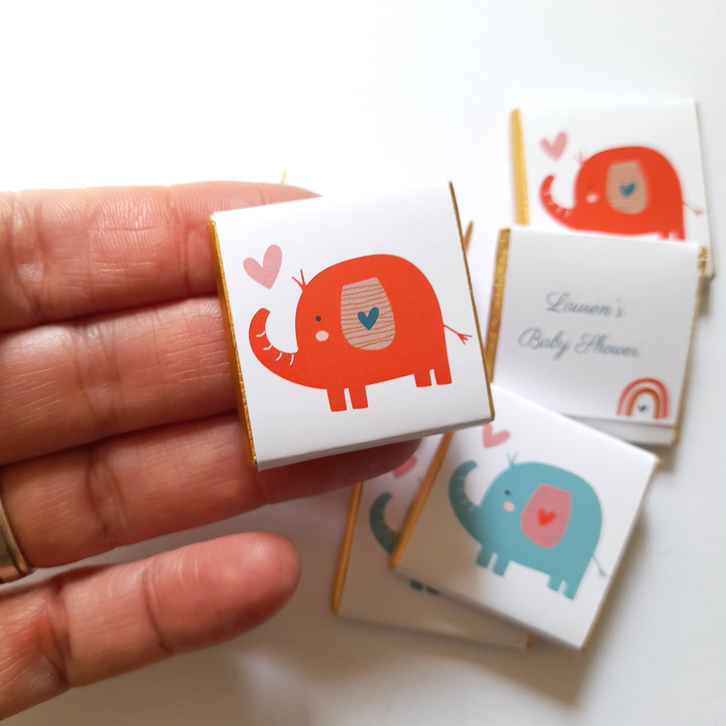 Baby Shower Personalised Chocolate Favours – Bright Elephants Theme (Pack of 25)