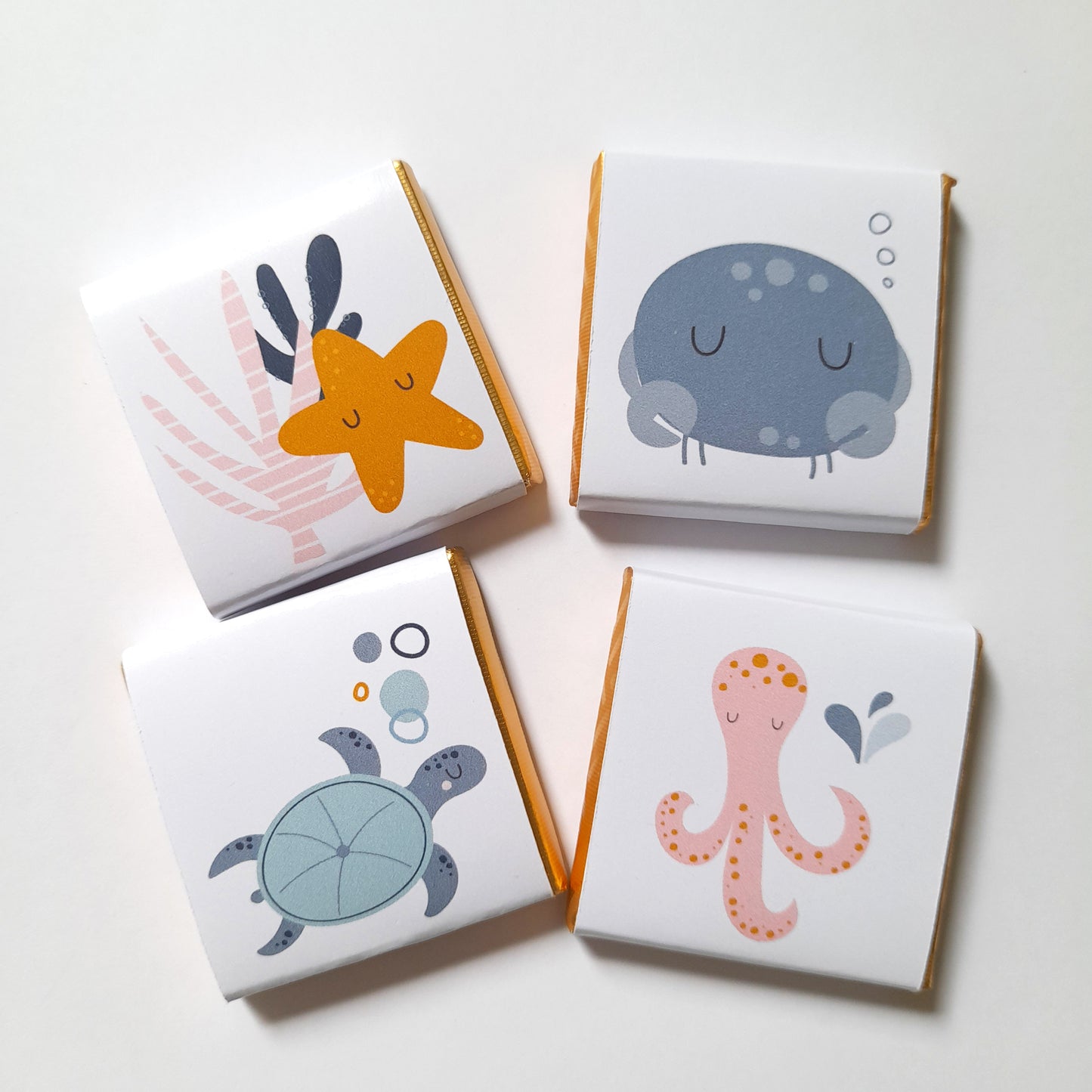 Cute Ocean Life Personalised Chocolate Favours – Under the Sea Party Treats (Pack of 25)