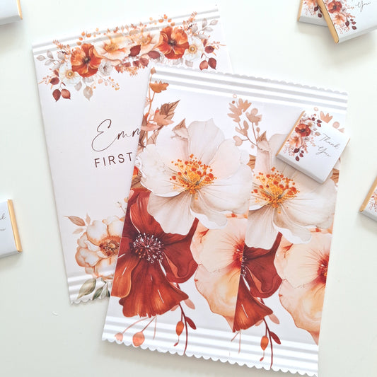 Personalised Autumn Flower Party Bags – Rustic Wedding and Birthday Favours (Set of 10)