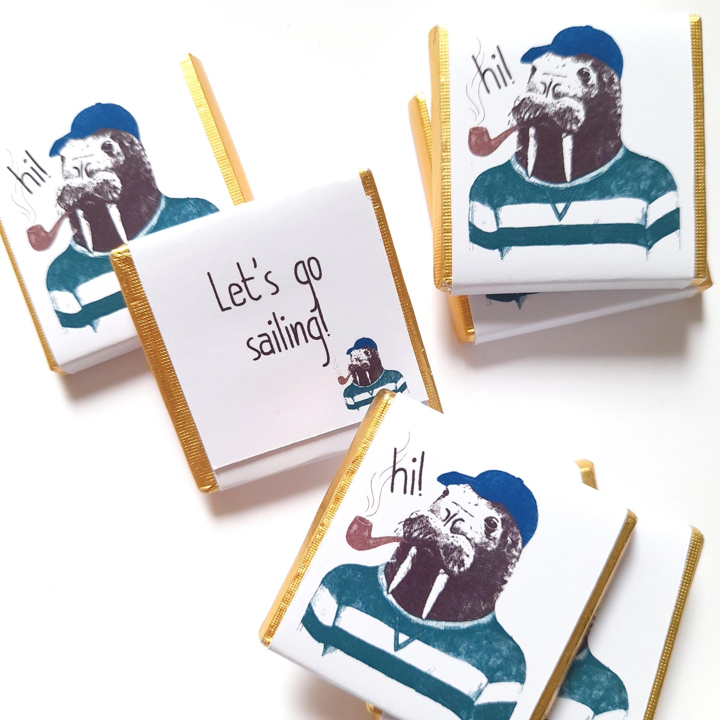 Personalized Walrus Sailor Chocolate Favours – Fun Birthday Party Favours (Pack of 25)