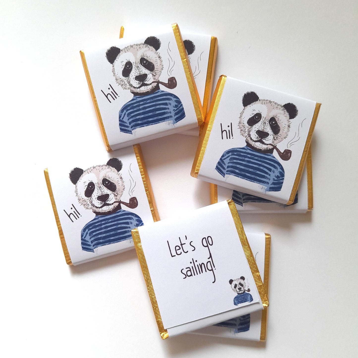 Personalized Panda Sailor Chocolate Favours – Birthday Party Favours (Pack of 25)