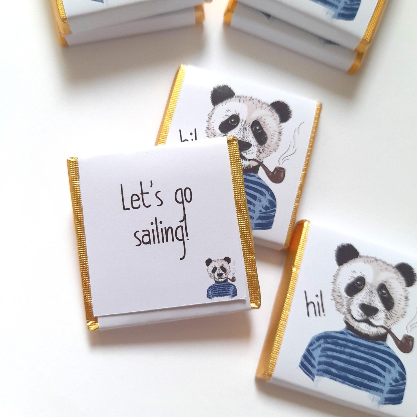 Personalized Panda Sailor Chocolate Favours – Birthday Party Favours (Pack of 25)