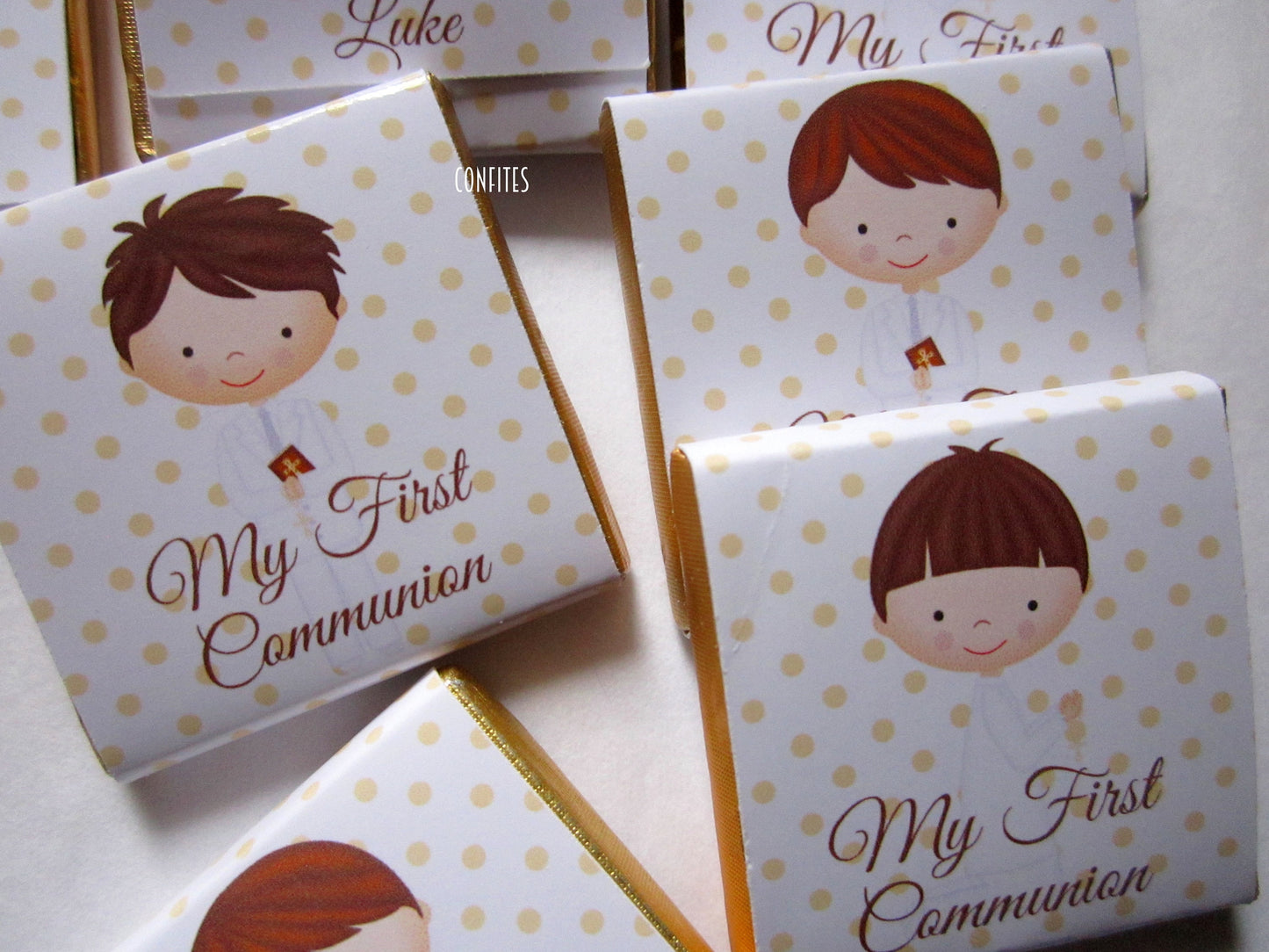 Personalized 1st Communion Boys Chocolate Favours β Custom Guests Favours (Pack of 25)