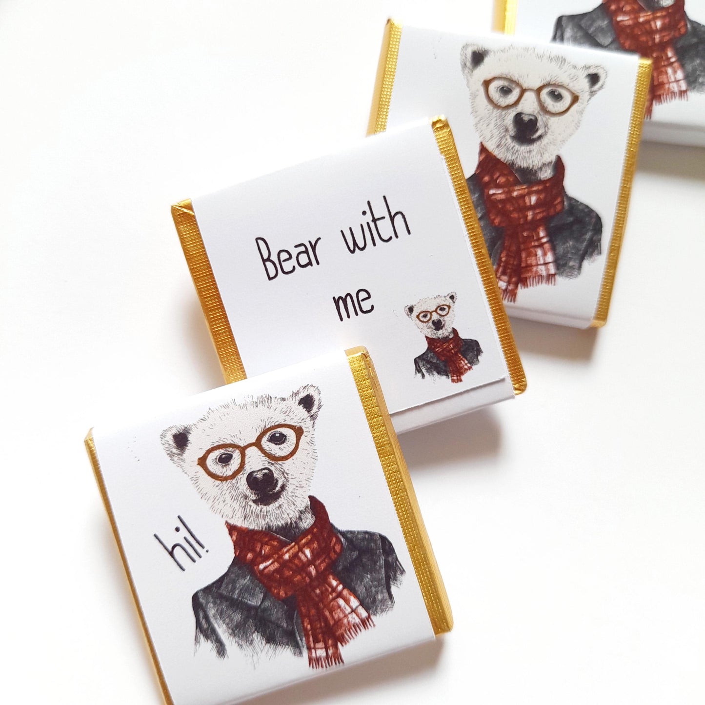 Personalized Urban Bear Chocolate Favours – Unique Birthday Party Favours, Pack of 25