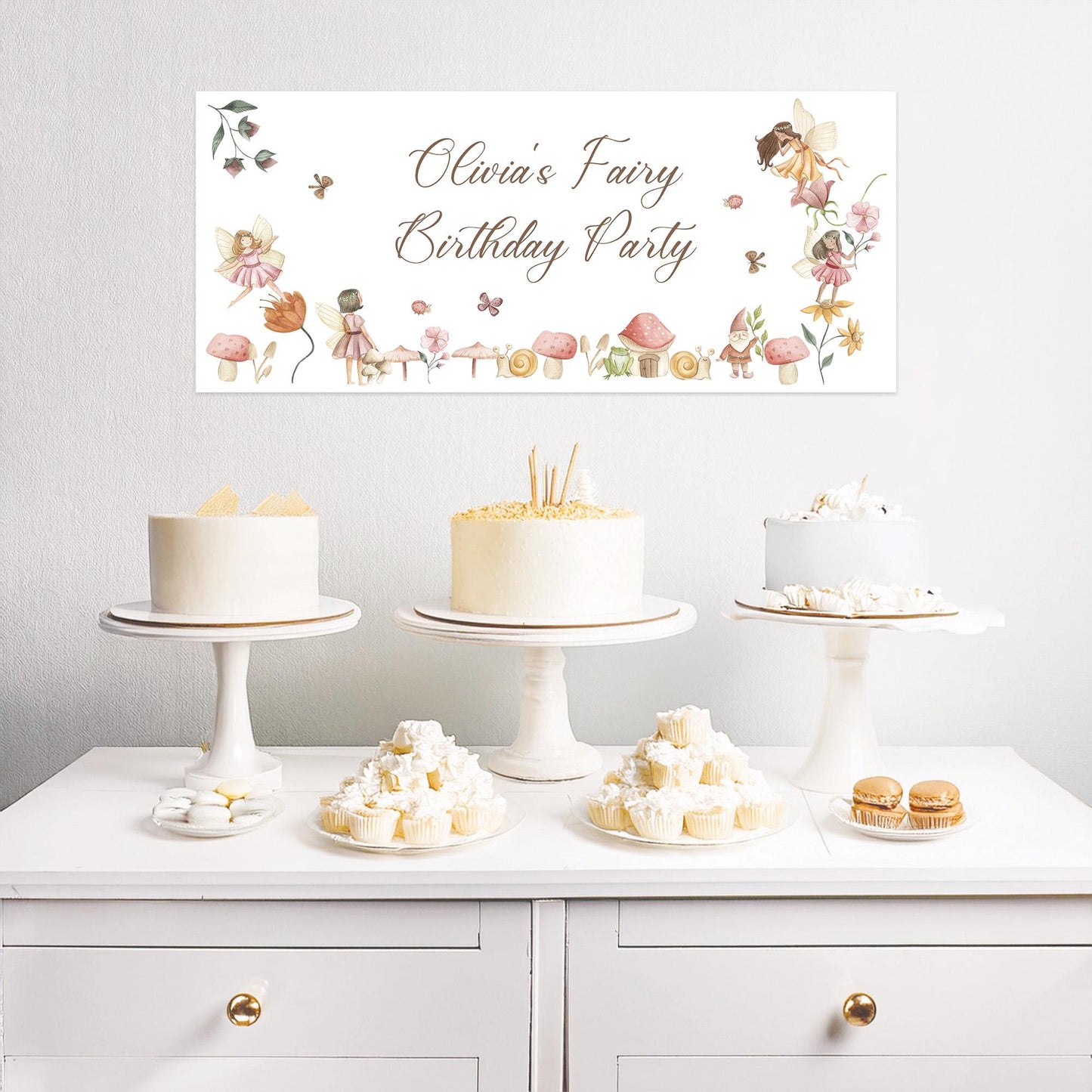 Personalised Fairy Birthday Banner – Satin Paper Wall Decor for Magical Party Themes