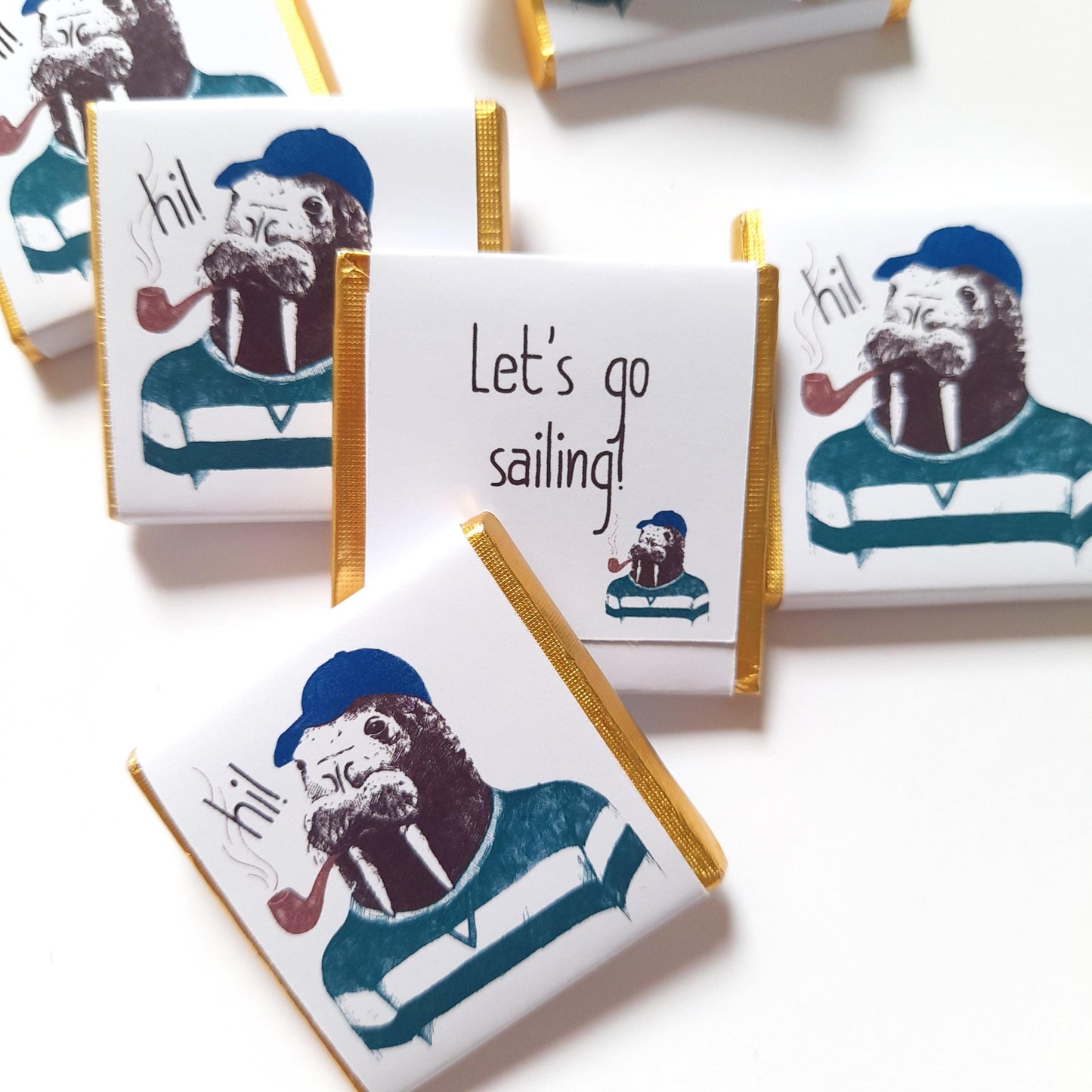 Personalized Walrus Sailor Chocolate Favours – Fun Birthday Party Favours (Pack of 25)