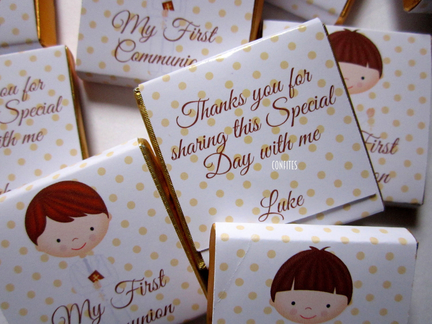 Personalized 1st Communion Boys Chocolate Favours β Custom Guests Favours (Pack of 25)