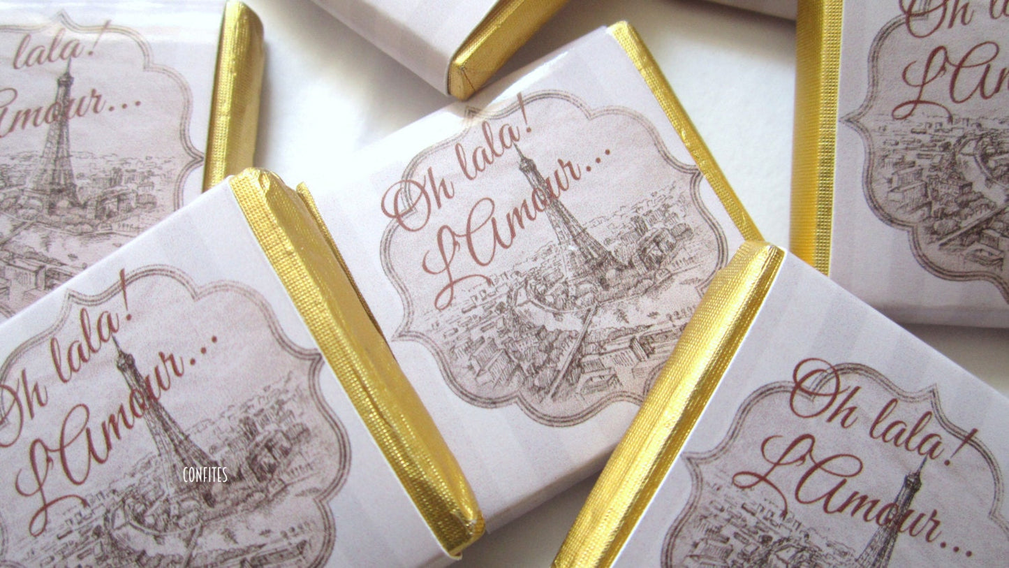 Personalized Old Paris Chocolate Favours β Travel-Themed Party Favors for Guests (Pack of 25)