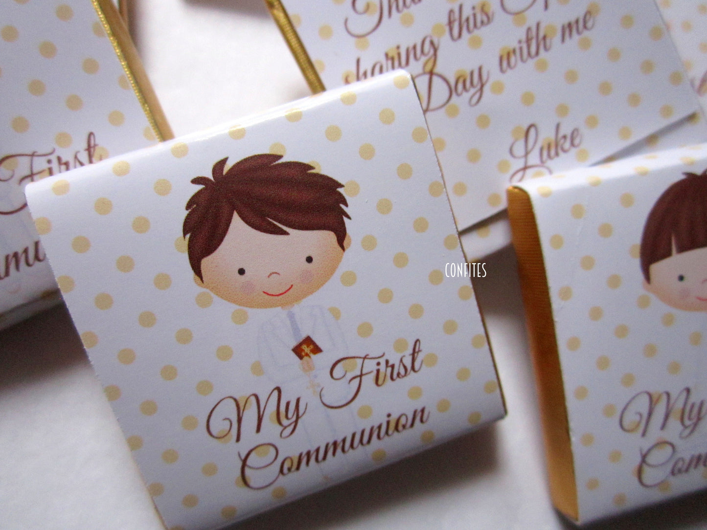 Personalized 1st Communion Boys Chocolate Favours β Custom Guests Favours (Pack of 25)