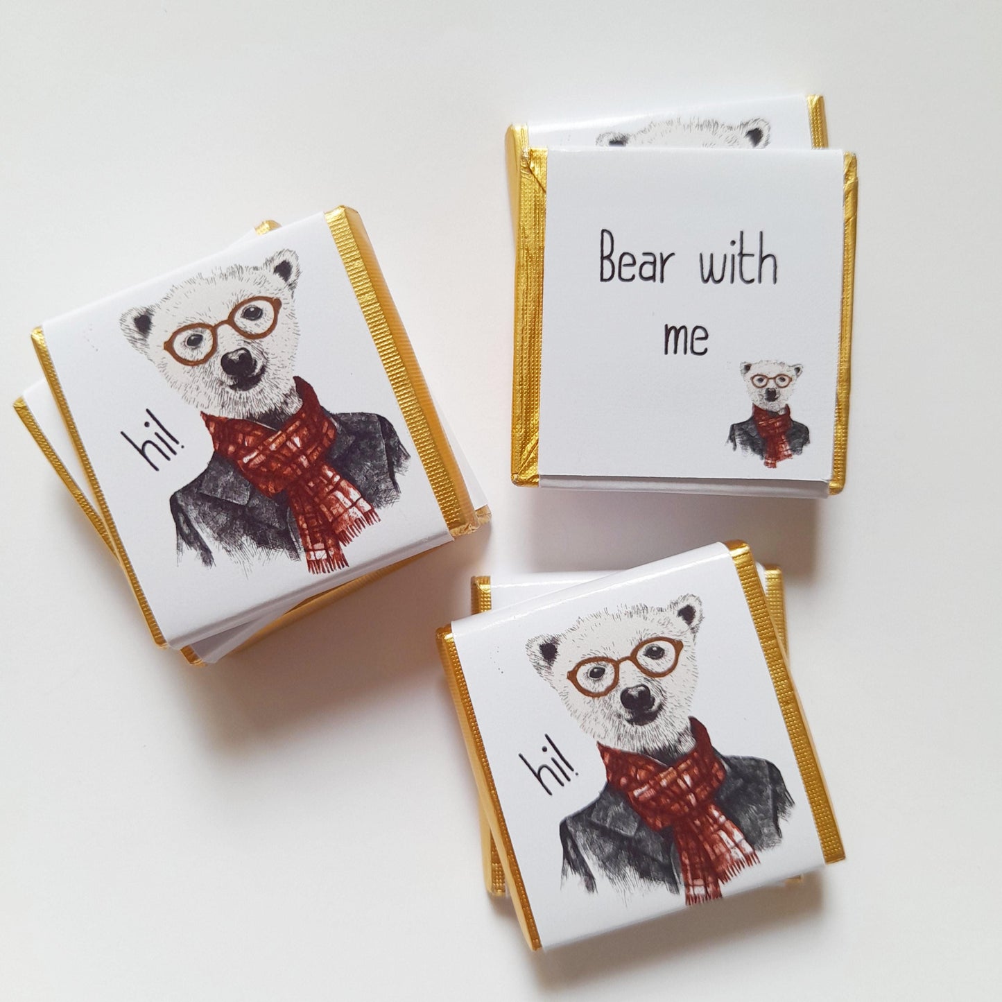 Personalized Urban Bear Chocolate Favours – Unique Birthday Party Favours, Pack of 25