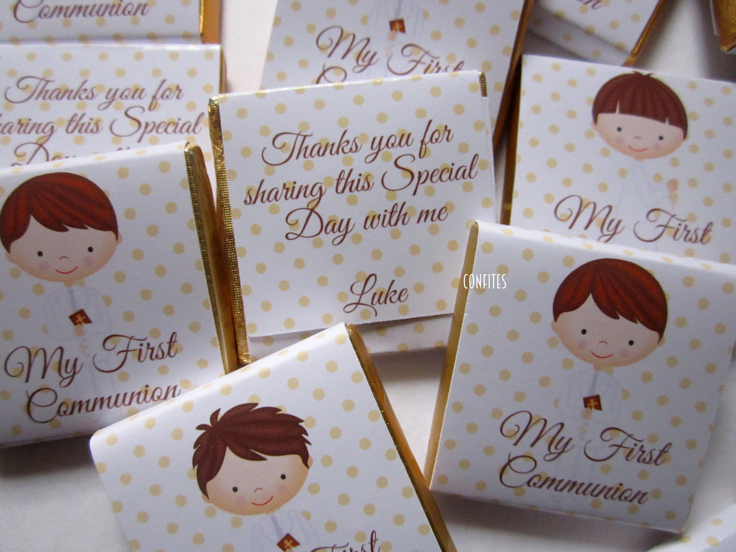 Personalized 1st Communion Boys Chocolate Favours β Custom Guests Favours (Pack of 25)