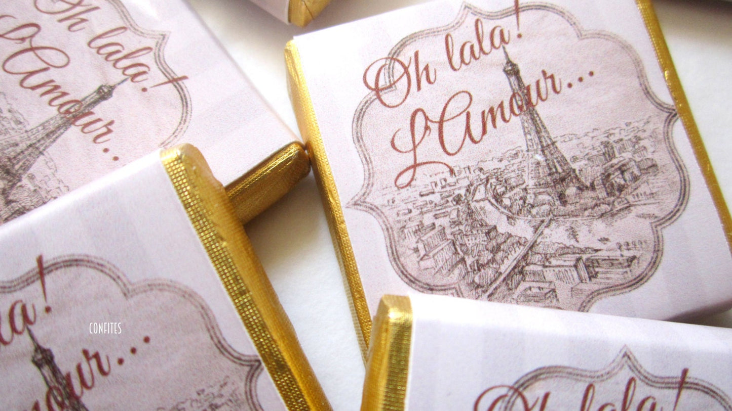 Personalized Old Paris Chocolate Favours β Travel-Themed Party Favors for Guests (Pack of 25)