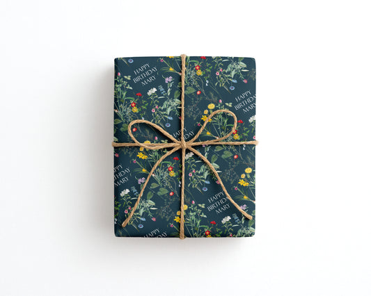 Personalised Wildflower Birthday Wrapping Paper