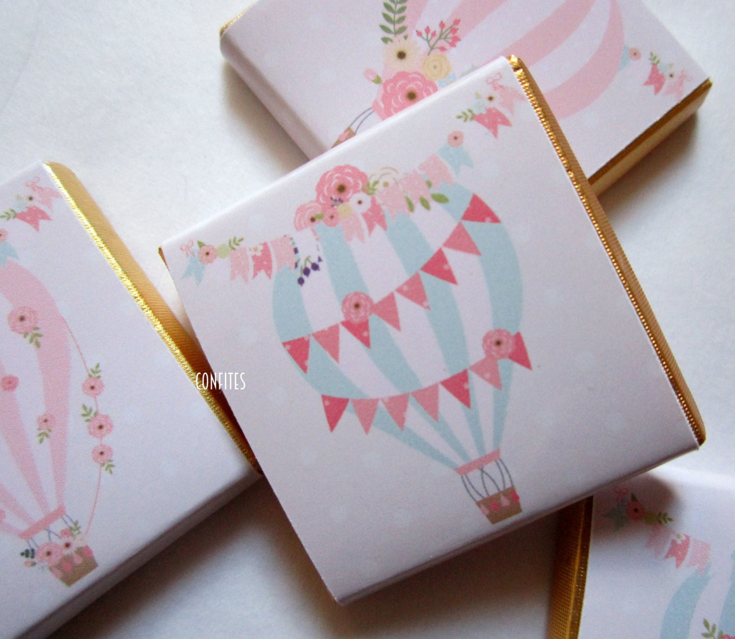 Hot Air Balloon Personalized Chocolate Favours – Baby Shower Guest Favours (Set of 25)
