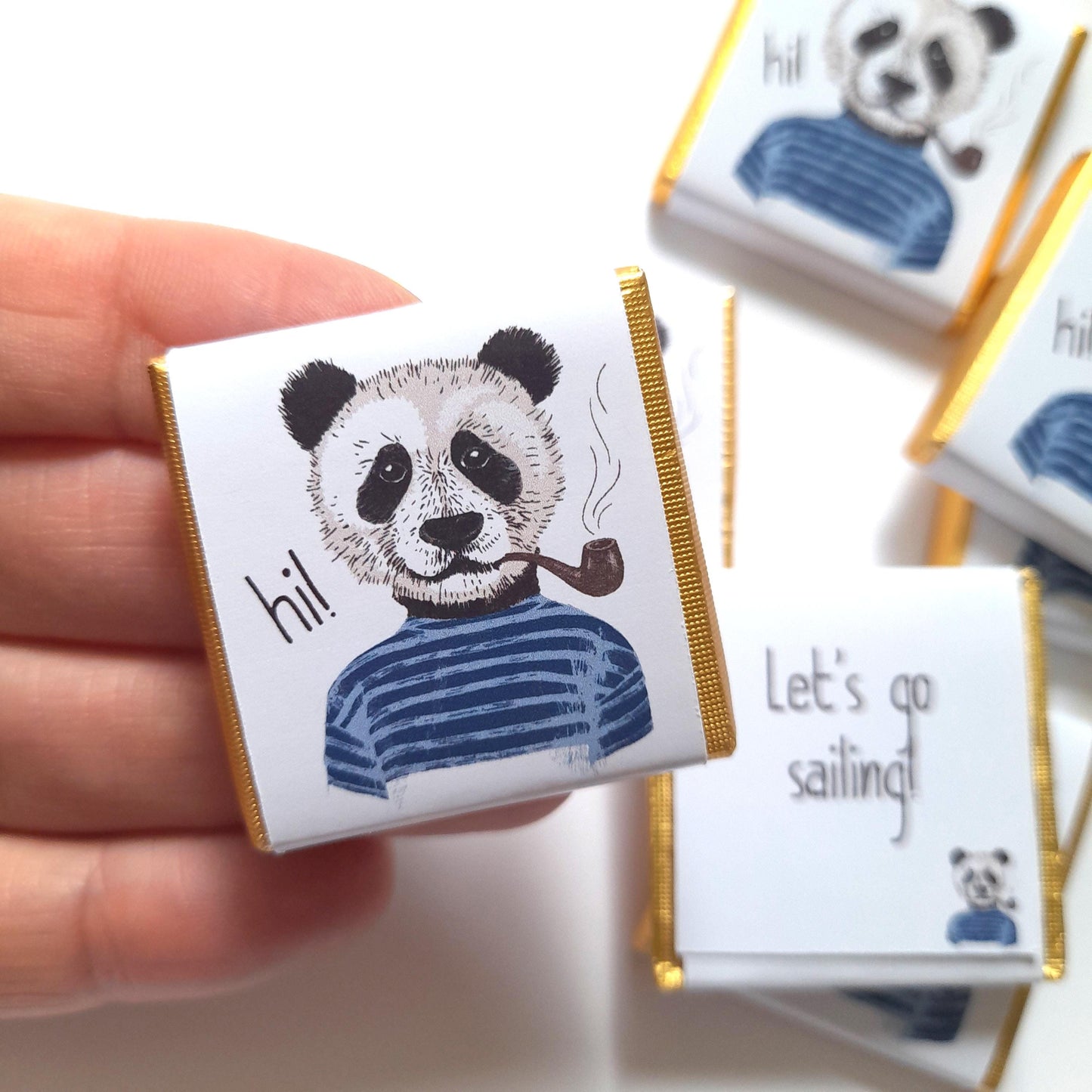 Personalized Panda Sailor Chocolate Favours – Birthday Party Favours (Pack of 25)