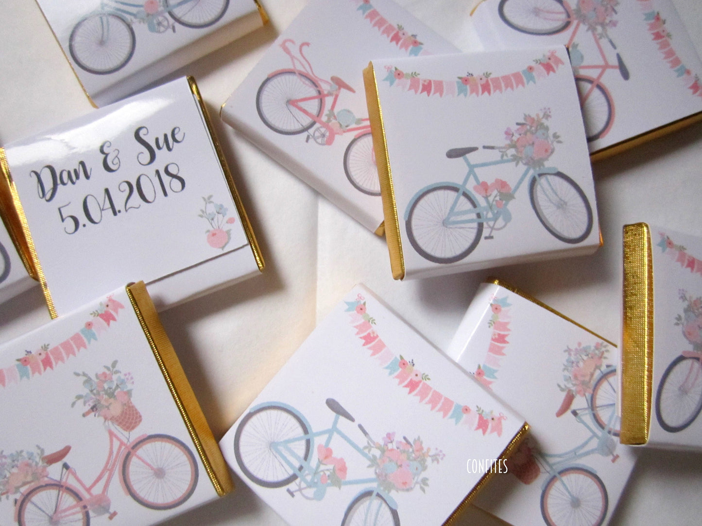 Personalized Spring Bicycle Chocolate Favours – Custom Chocolate Gifts (Pack of 25)