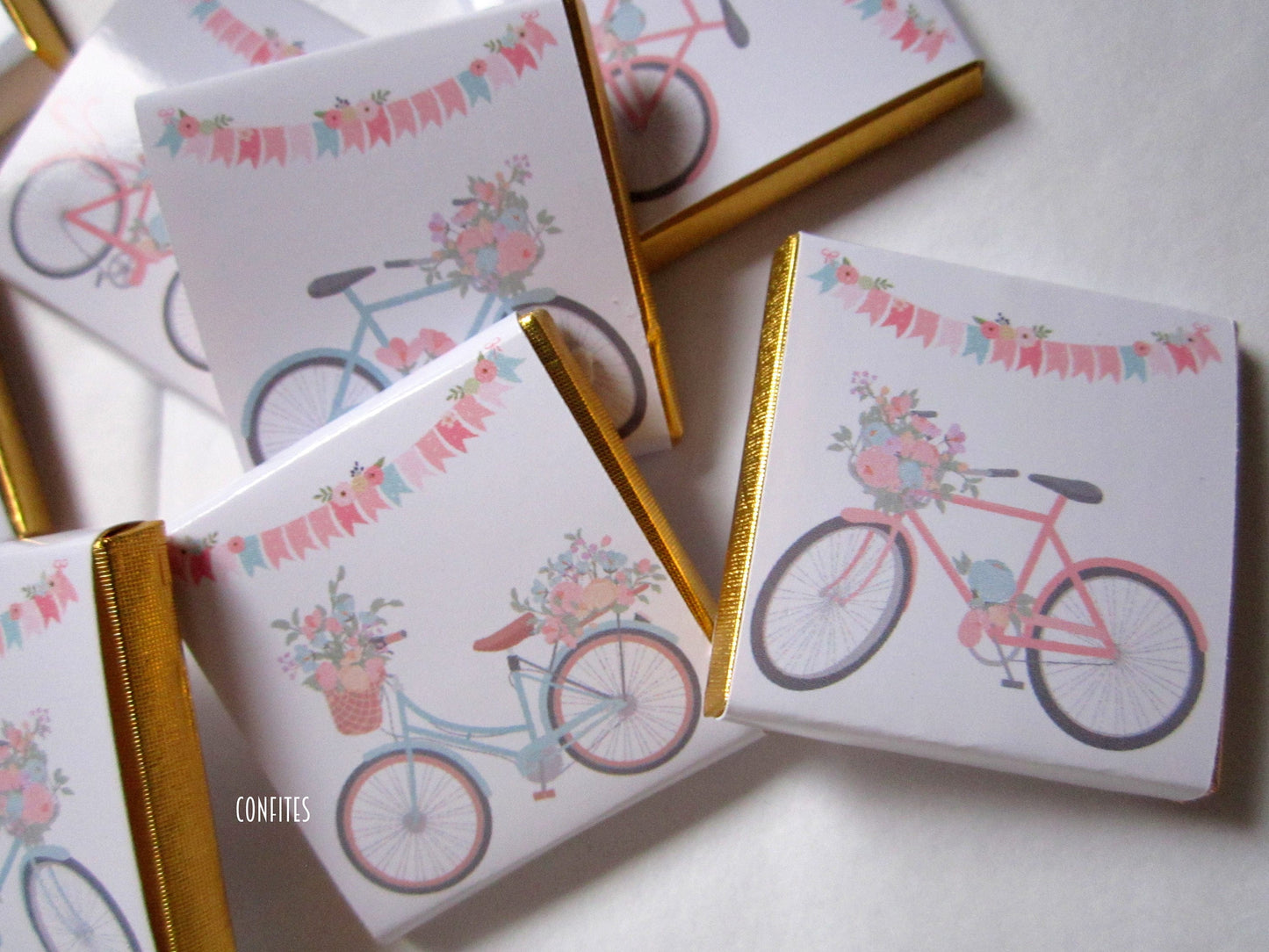 Personalized Spring Bicycle Chocolate Favours – Custom Chocolate Gifts (Pack of 25)
