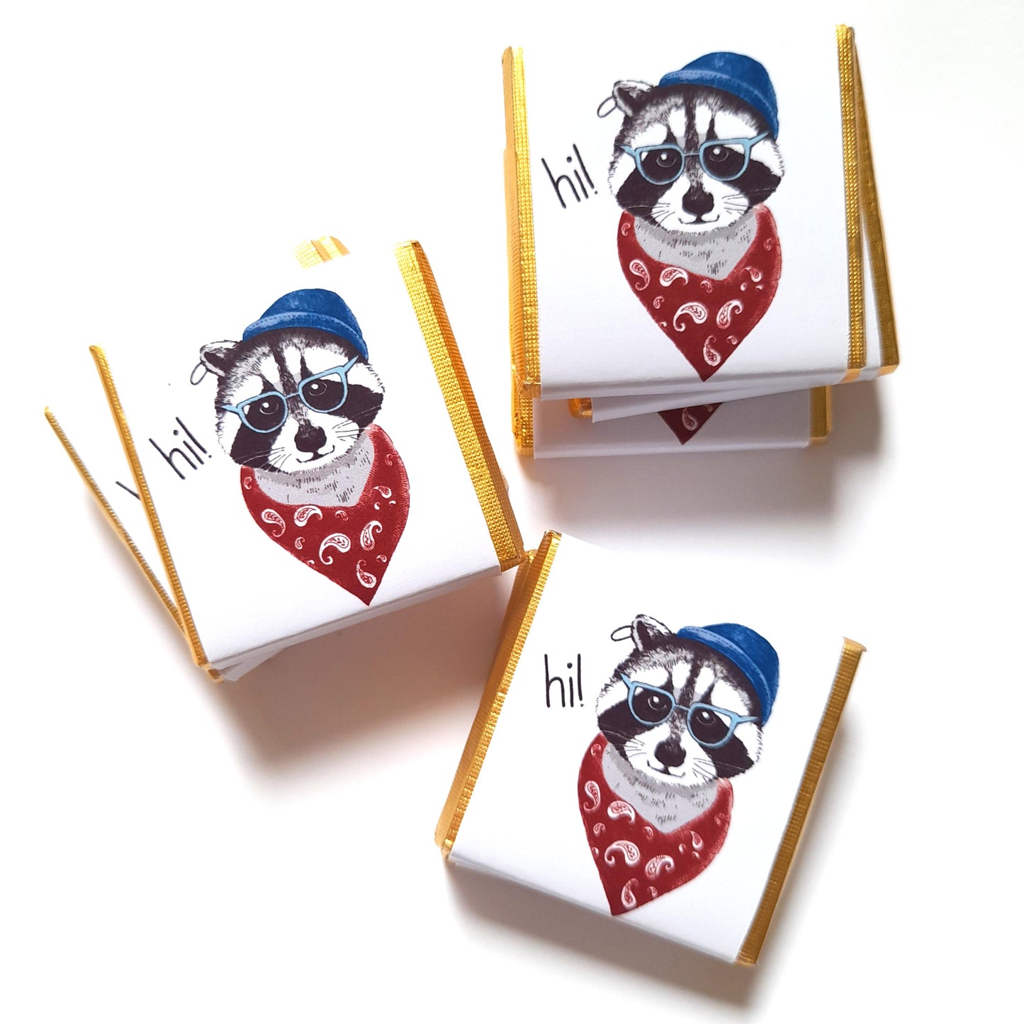 Personalized Raccoon Chocolate Favours – Birthday Party Favours (Pack of 25)
