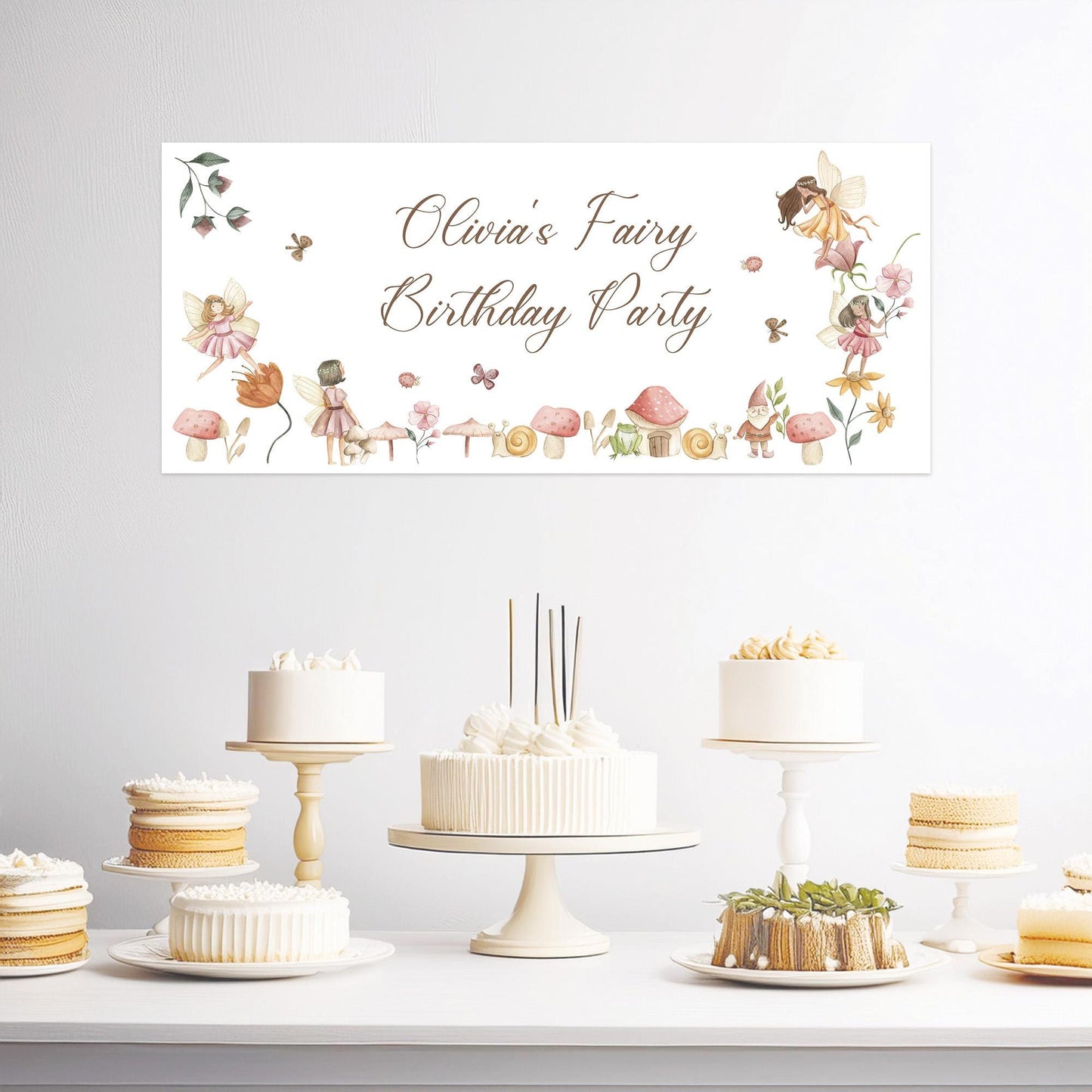 Personalised Fairy Birthday Banner – Satin Paper Wall Decor for Magical Party Themes