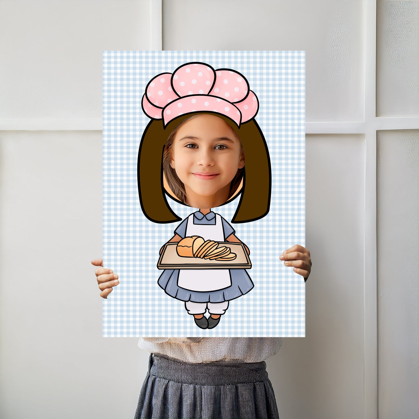 Baker Girl Face in the Hole Photo Booth Prop – Kids Party Foam Board