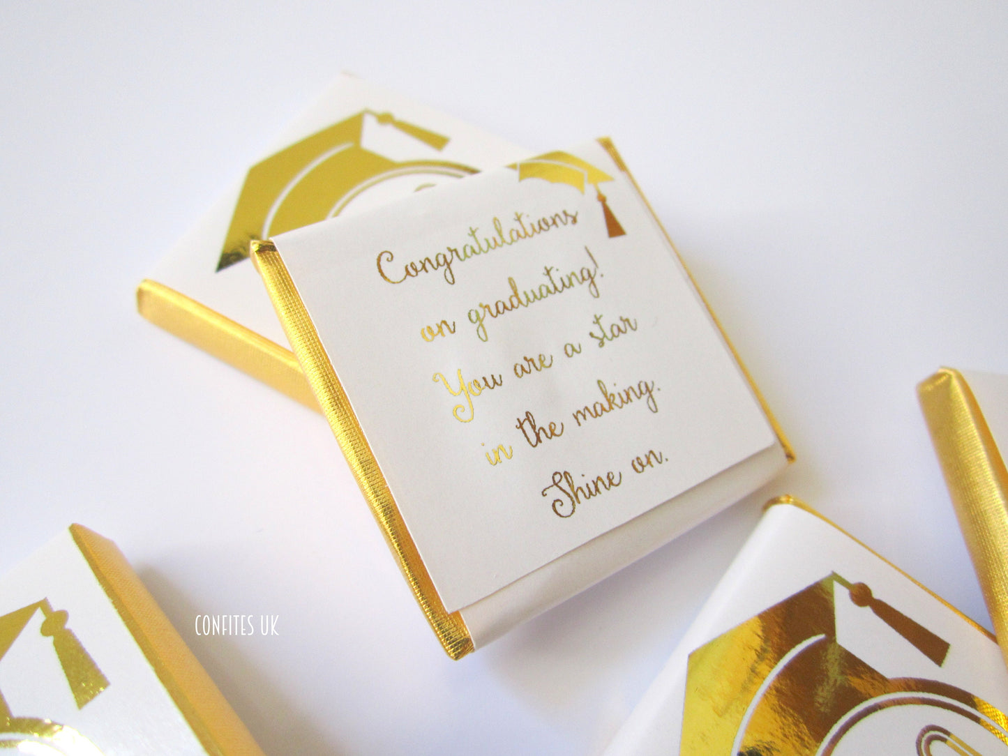 Personalized Graduation Year Chocolate Favours – Gold Cap & Year, Guests Favours, Pack of 25