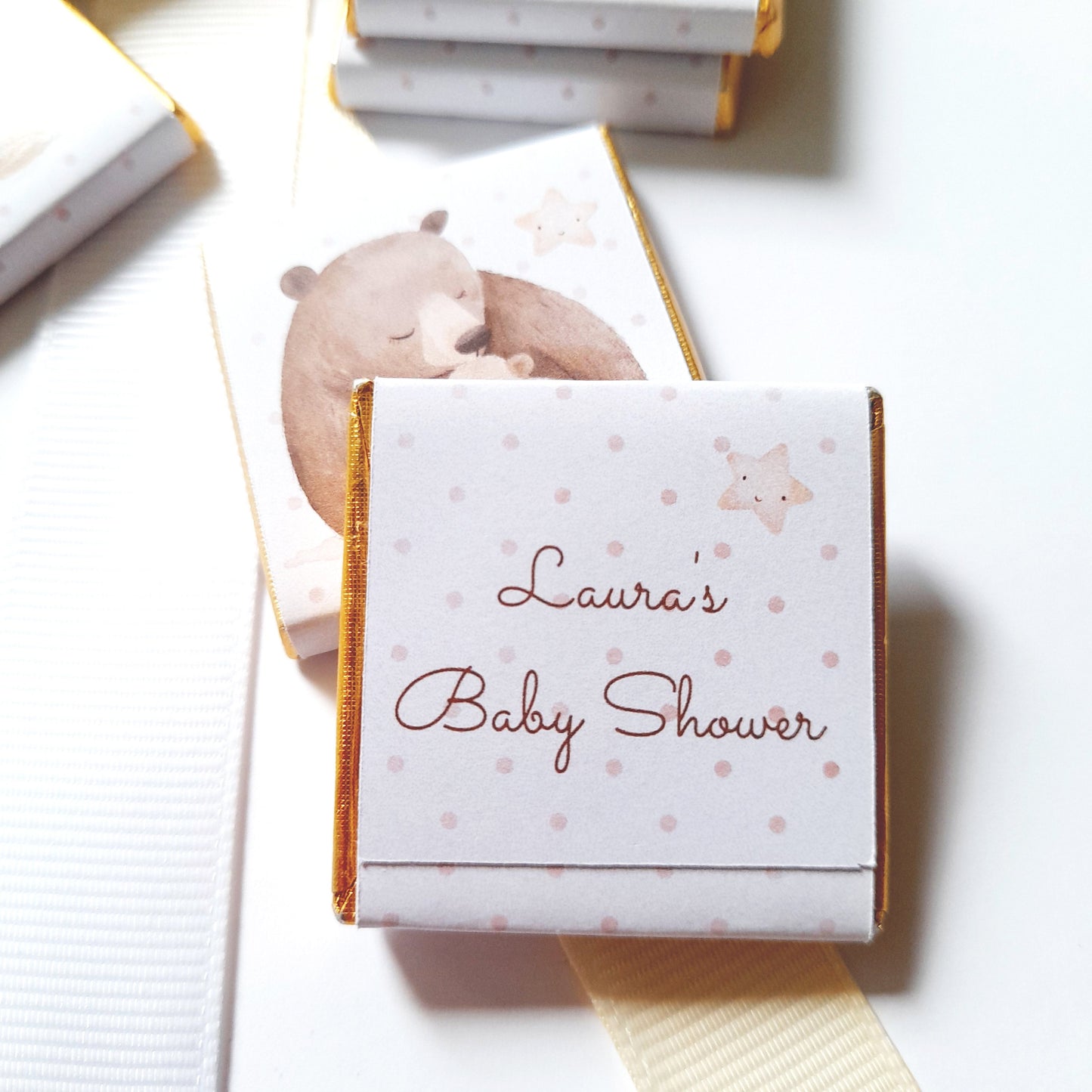 Personalized Baby Shower Chocolate Favours – Mama Bear Party Bag Fillers (Pack of 25)