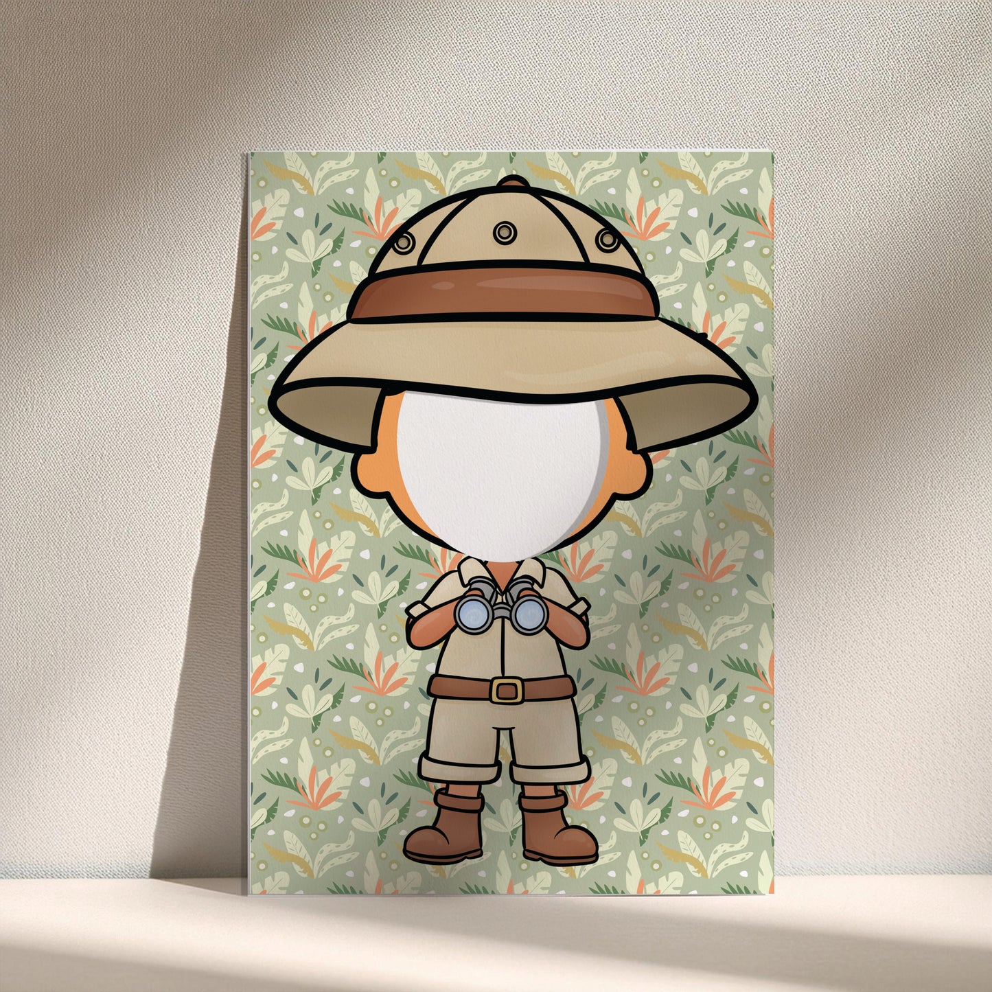 Safari Boy Face in the Hole Photo Booth Prop – Kids Explorer Party Foam Board