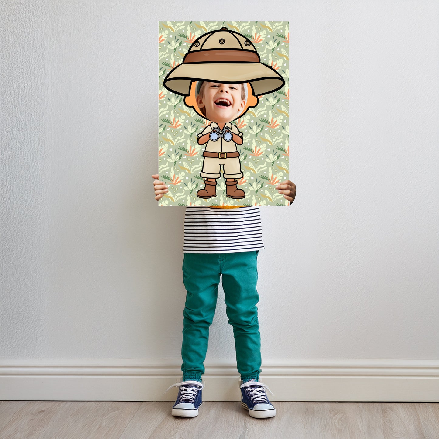 Safari Boy Face in the Hole Photo Booth Prop – Kids Explorer Party Foam Board