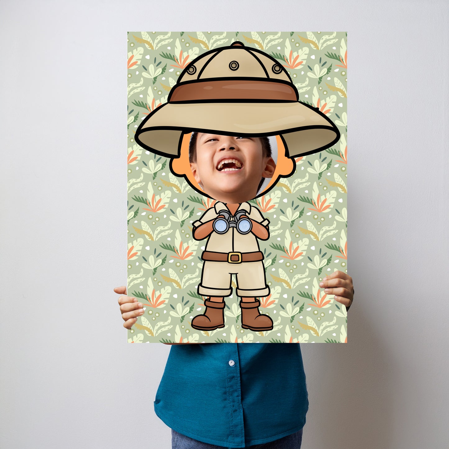 Safari Boy Face in the Hole Photo Booth Prop – Kids Explorer Party Foam Board