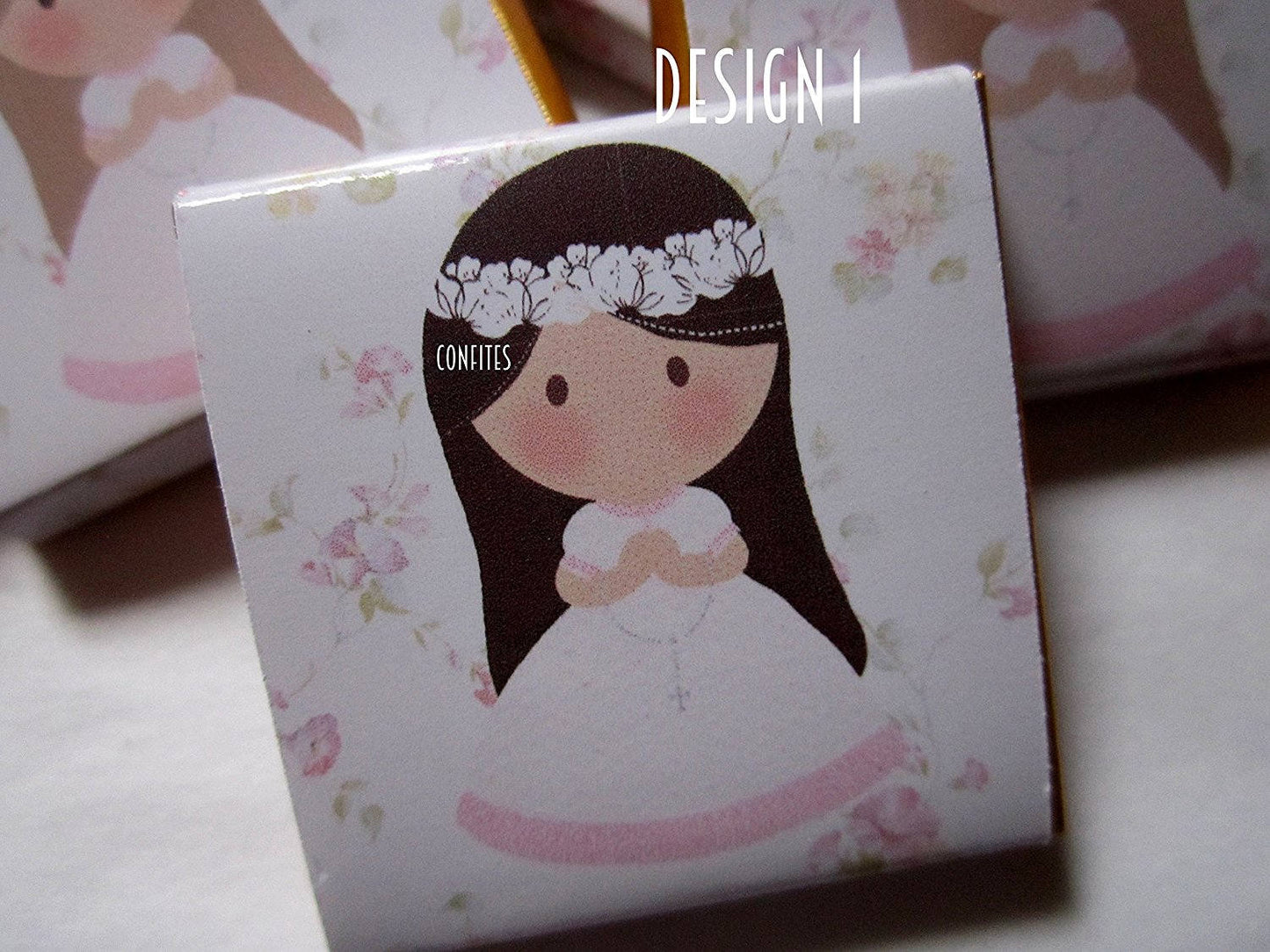 Personalized 1st Communion Girls Chocolate Favours β head white flowers (Pack of 25)