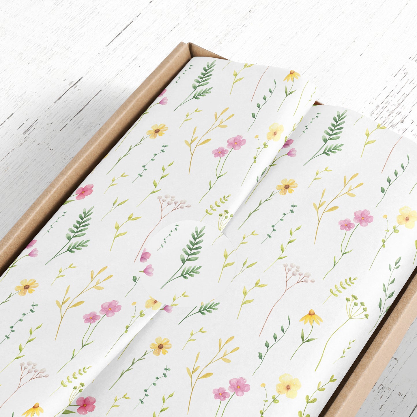 Wildflowers Gift Paper Sheet – Large Size, Delicate Floral Design for Wrapping Gifts