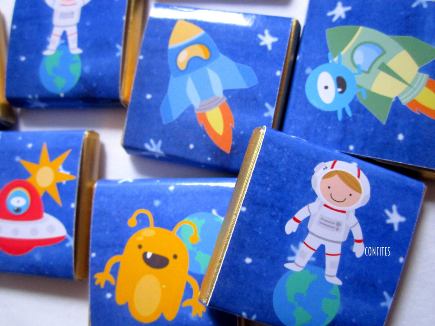 Personalised Astronaut Chocolate Favours, Space Party Treats (Pack of 25)