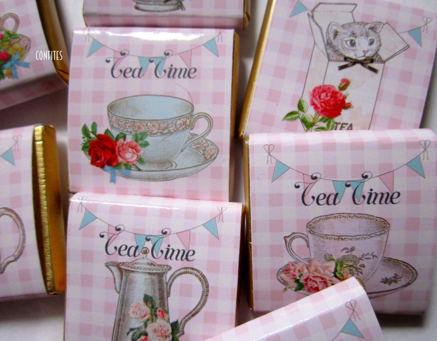 Tea Party Chocolate Favours – Personalised Pack of 25