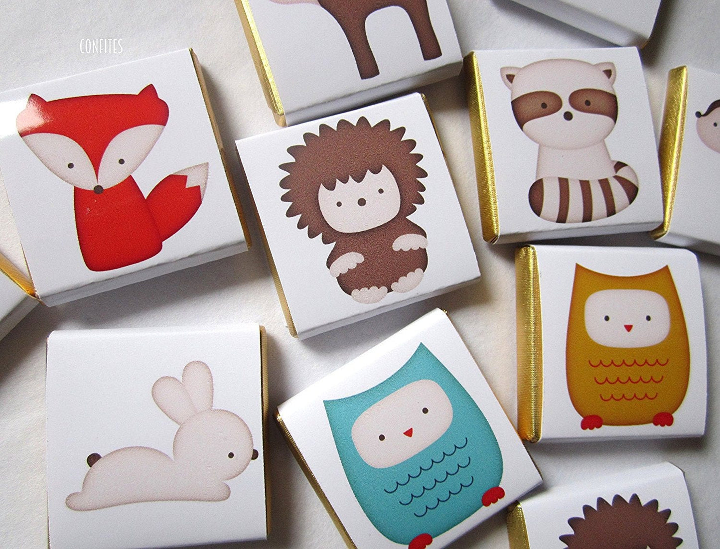 Woodland Party Favours, Personalised Animal Chocolates, Baby Shower Treats (Set of 25)