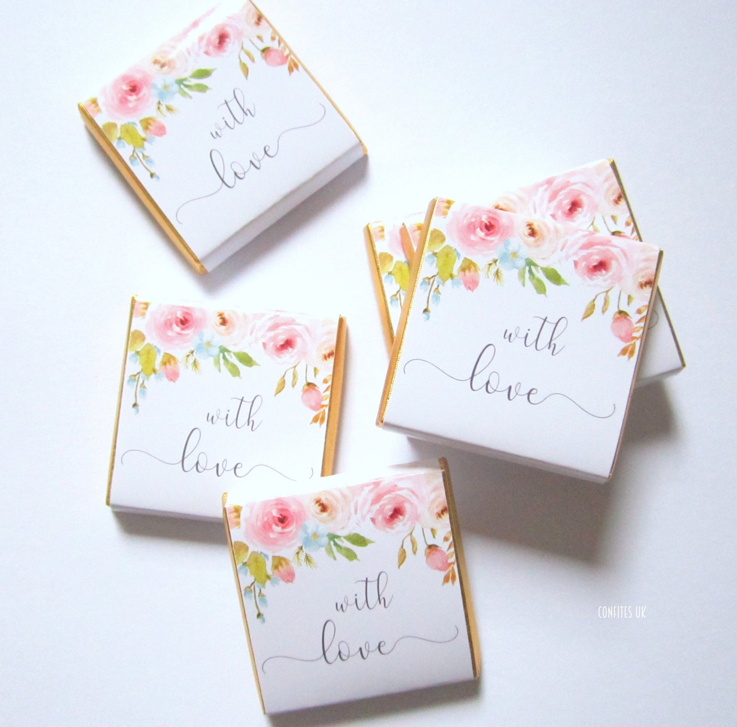 Floral Love Chocolate Favours – Personalised (Pack of 25)