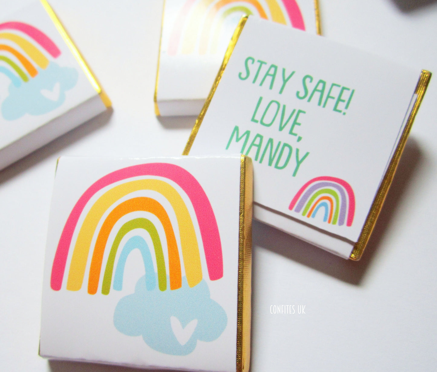 Personalised Rainbow Chocolate Favours – Happy Rainbow Birthday (Pack of 25)