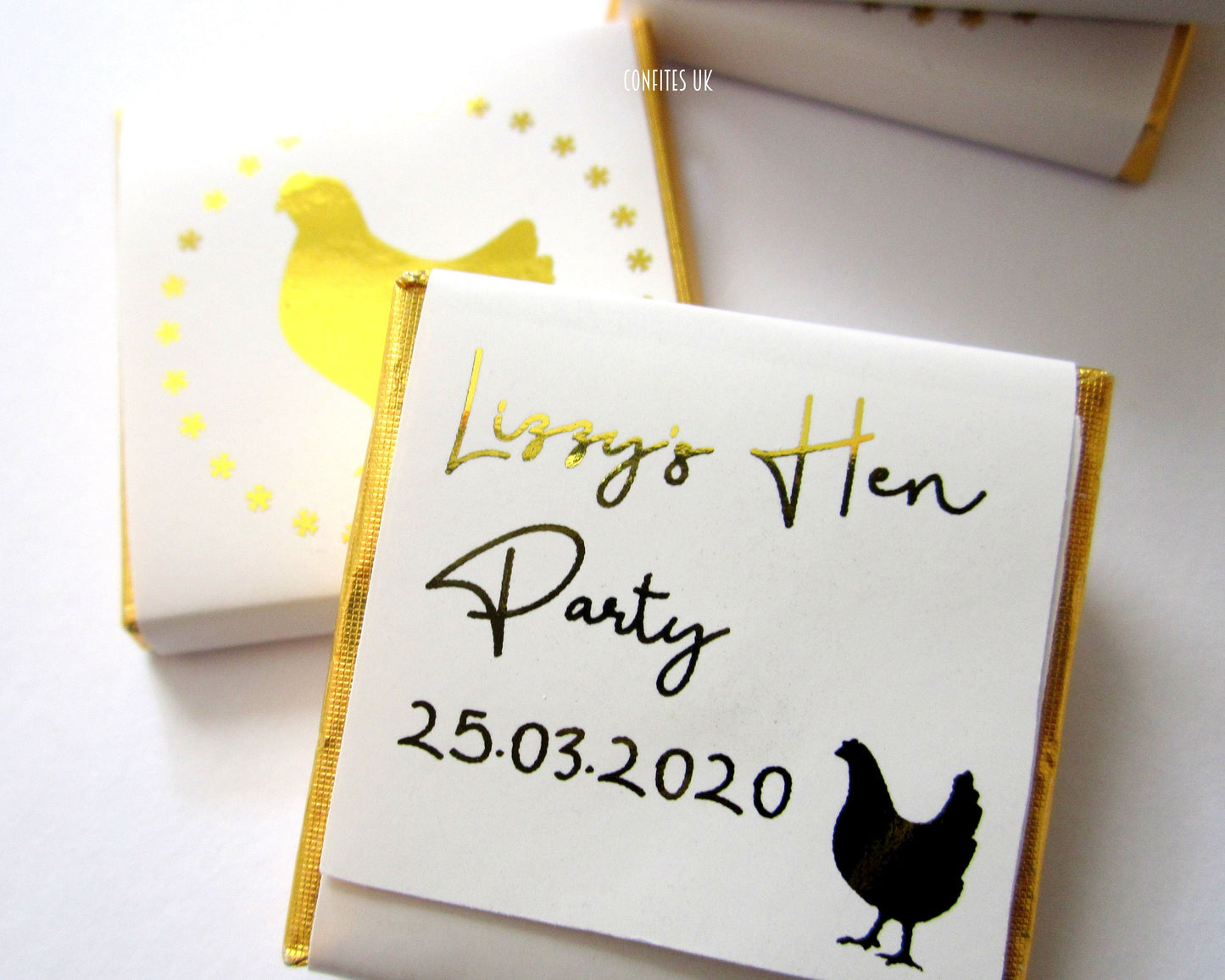 Elegant Golden Hen Do Chocolate Favours (Pack of 25)